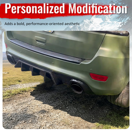Fits 12-21 Jeep Grand Cherokee SRT V1 Shark Fin Rear Diffuser Carbon Fiber Print