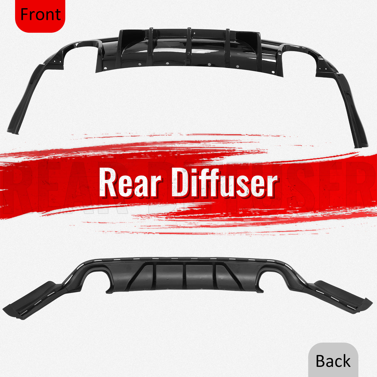 Fits 12-21 Jeep Grand Cherokee SRT/SRT8 V1 Shark Fin Rear Diffuser Gloss Black