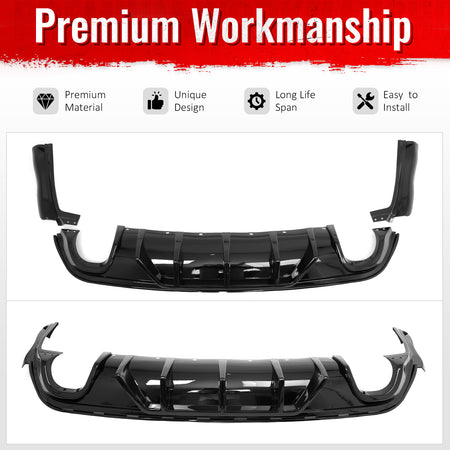 Fits 12-21 Jeep Grand Cherokee SRT/SRT8 V1 Shark Fin Rear Diffuser Gloss Black