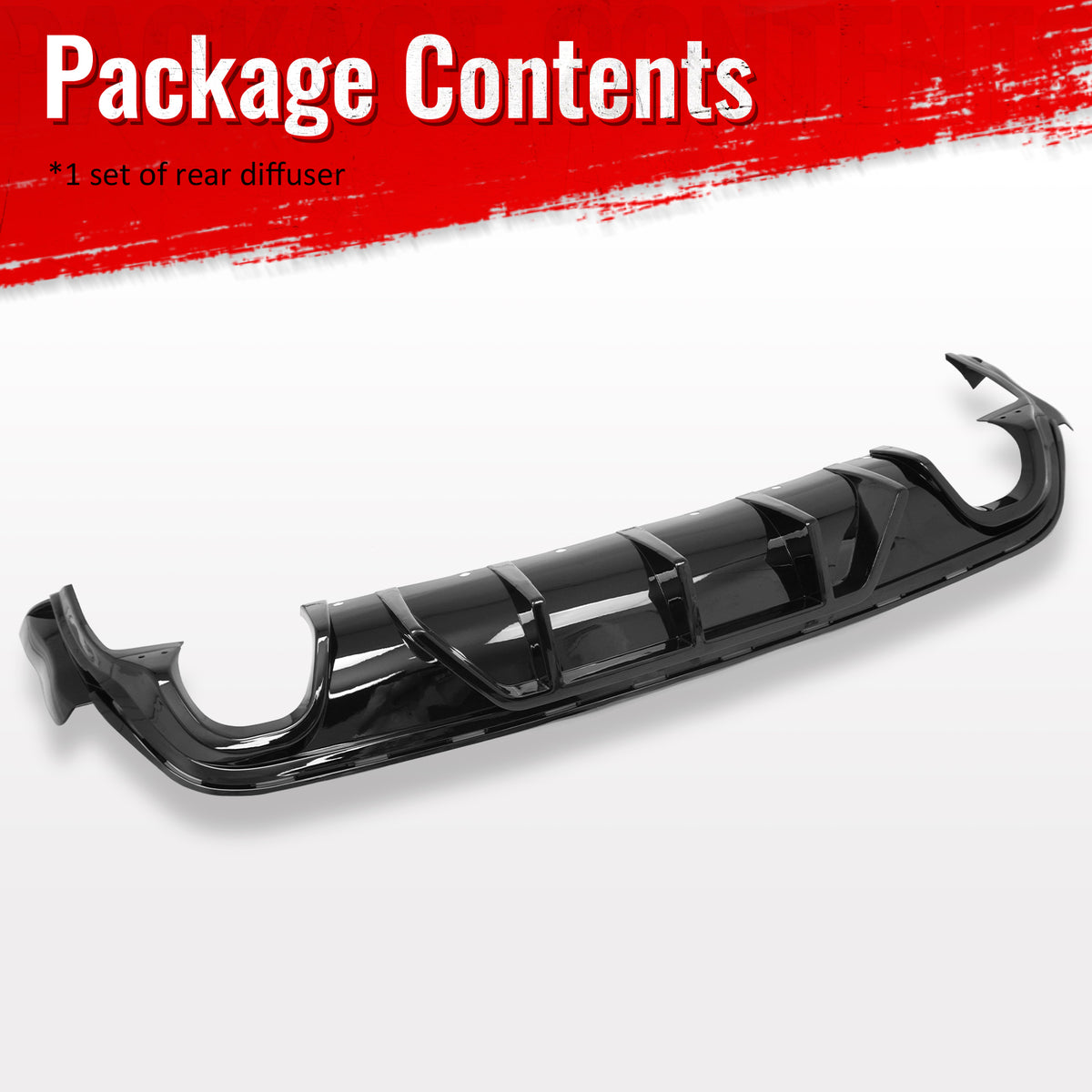 Fits 12-21 Jeep Grand Cherokee SRT/SRT8 V1 Shark Fin Rear Diffuser Gloss Black