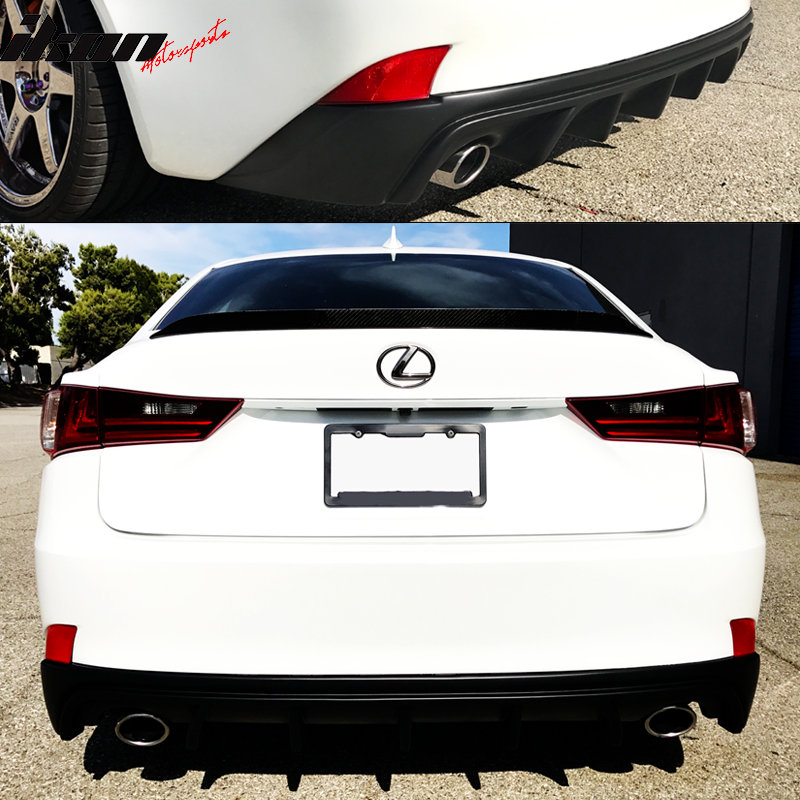 Rear Bumper Diffuser Compatible With 2014-2016 Lexus IS250 IS350 IS200T, Rear Lower Bumper Lip Diffuser PP Unpainted Black by IKON MOTORSPORTS, 2015