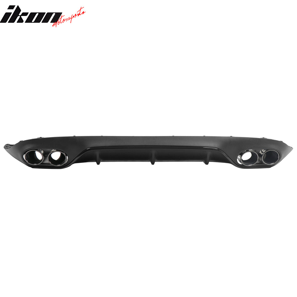 2017-2023 Benz E-Class C238 Coupe E53 Style Gloss Black Rear Diffuser PP + Exhaust Tips