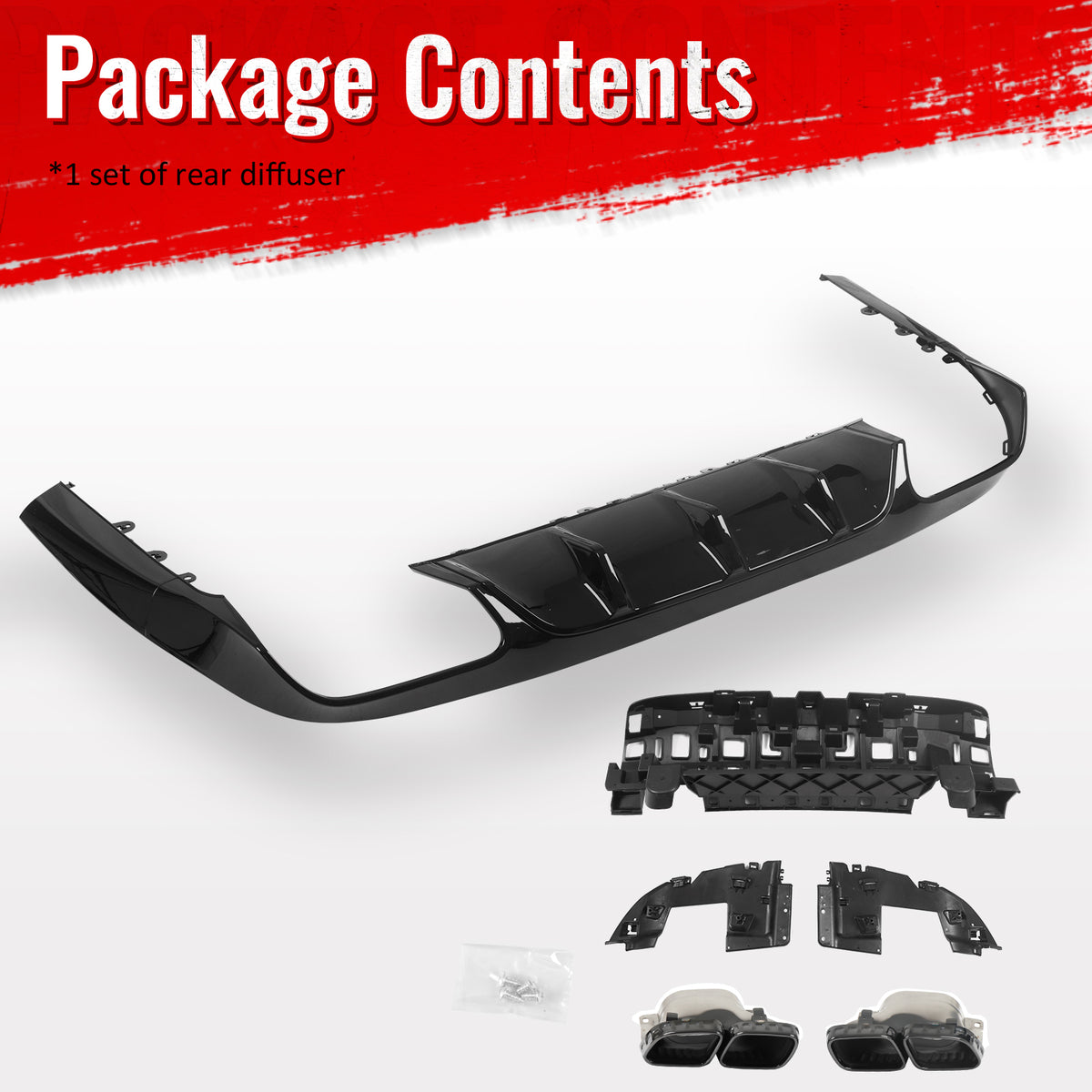 Fits 17-23 Benz E-Class E400 E450 E550 C238 E63 Style Rear Diffuser Exhaust Tips