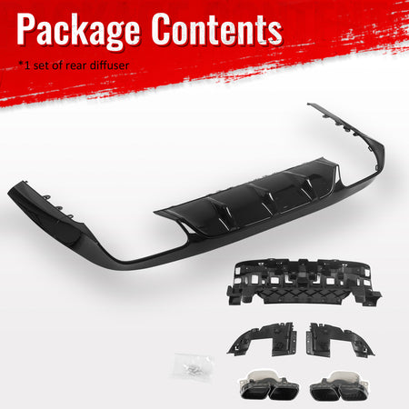 Fits 17-23 Benz E-Class E400 E450 E550 C238 E63 Style Rear Diffuser Exhaust Tips