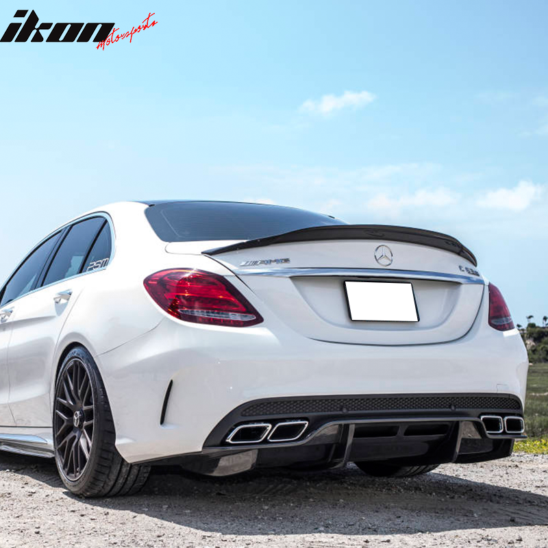 Rear Diffuser Compatible With 2015-2018 Mercedes-Benz C63 AMG, C-Class C63 PSM Style Rear Bumper Lip Protector by IKON MOTORSPORTS
