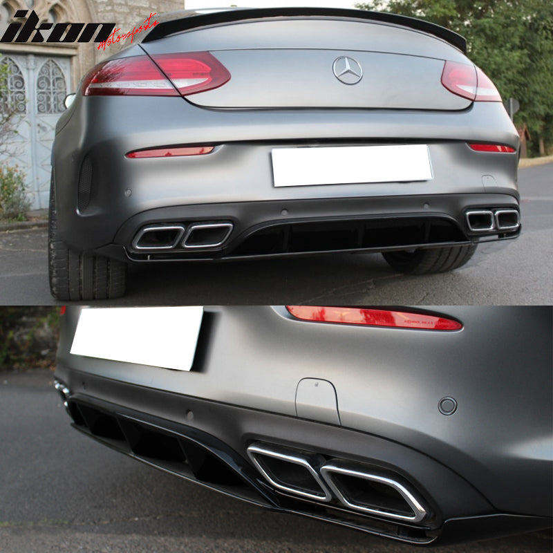 IKON MOTORSPORTS, Rear Diffuser Compatible with 2015-2018 Benz C-Class ...