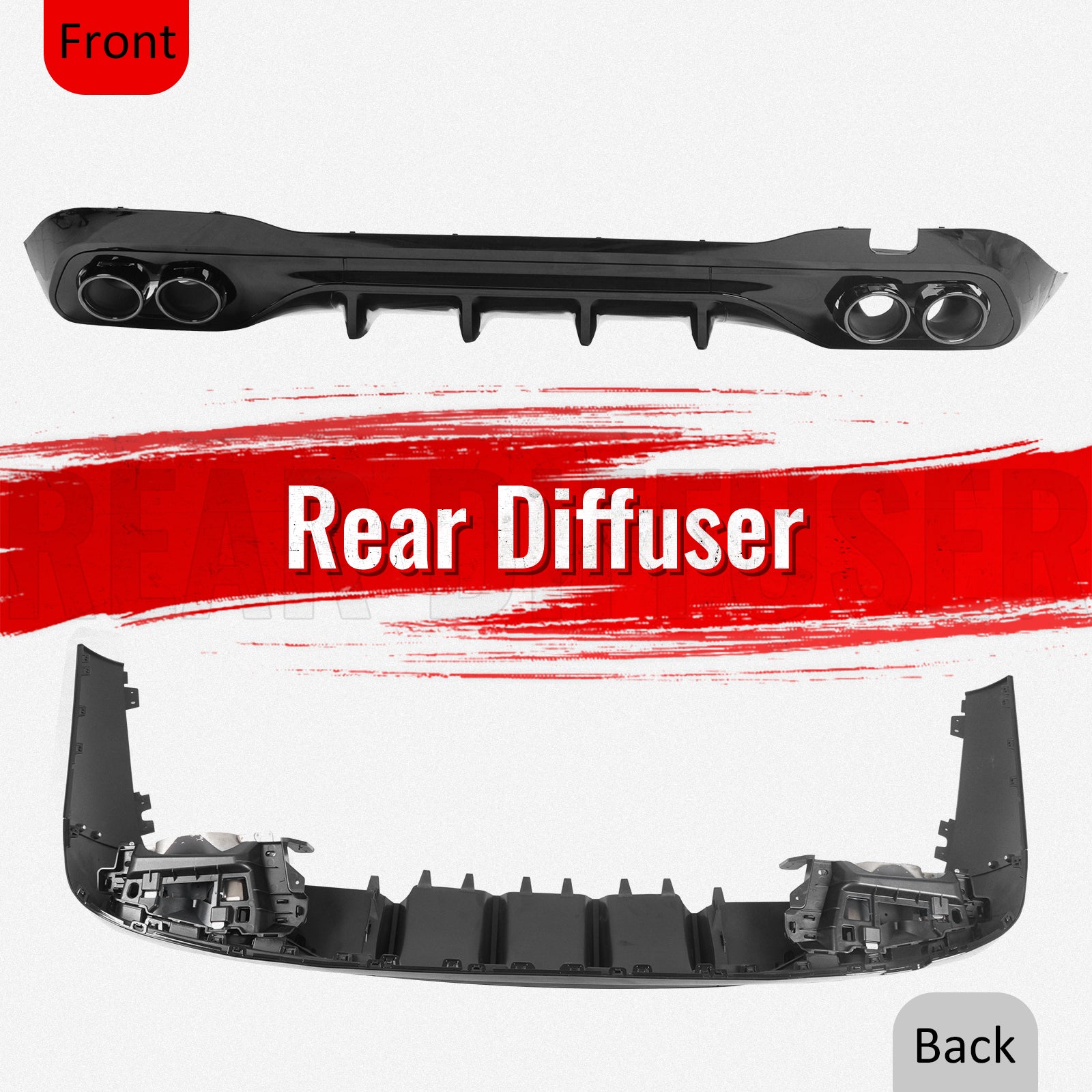 Fits 22-26 Benz C-Class C300 C63 Sedan W206 C43 Style Rear Diffuser Exhaust Tips