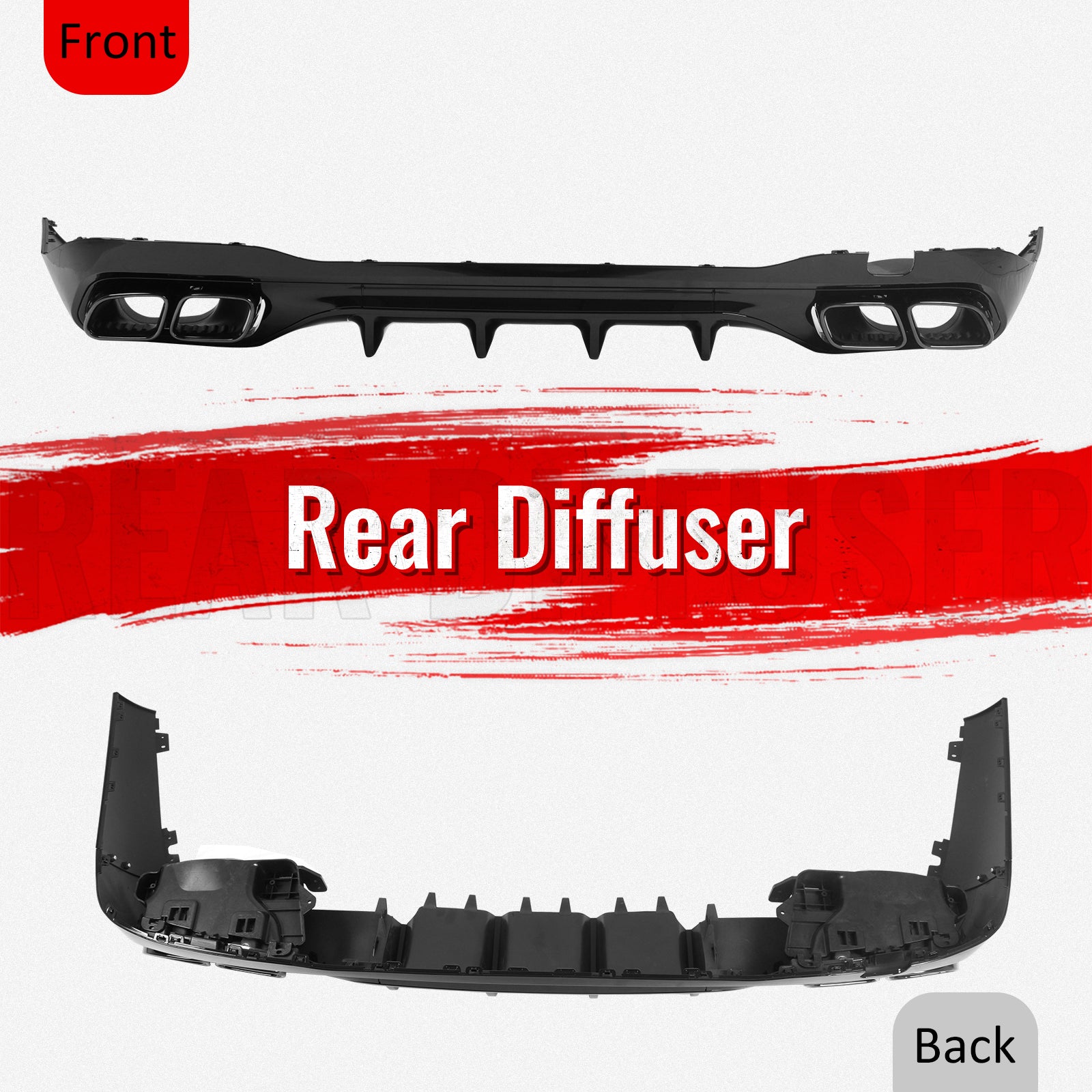 Fits 22-26 Benz C-Class C300 C43 Sedan W206 C63 Style Rear Diffuser Exhaust Tips