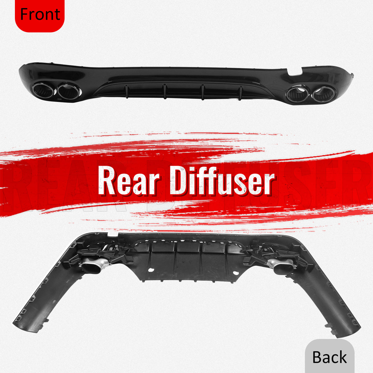 For 24-26 Benz E-Class E350 E450 Sedan W214 E53 Style Rear Diffuser Exhaust Tips