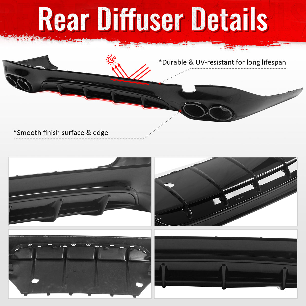 For 24-26 Benz E-Class E350 E450 Sedan W214 E53 Style Rear Diffuser Exhaust Tips