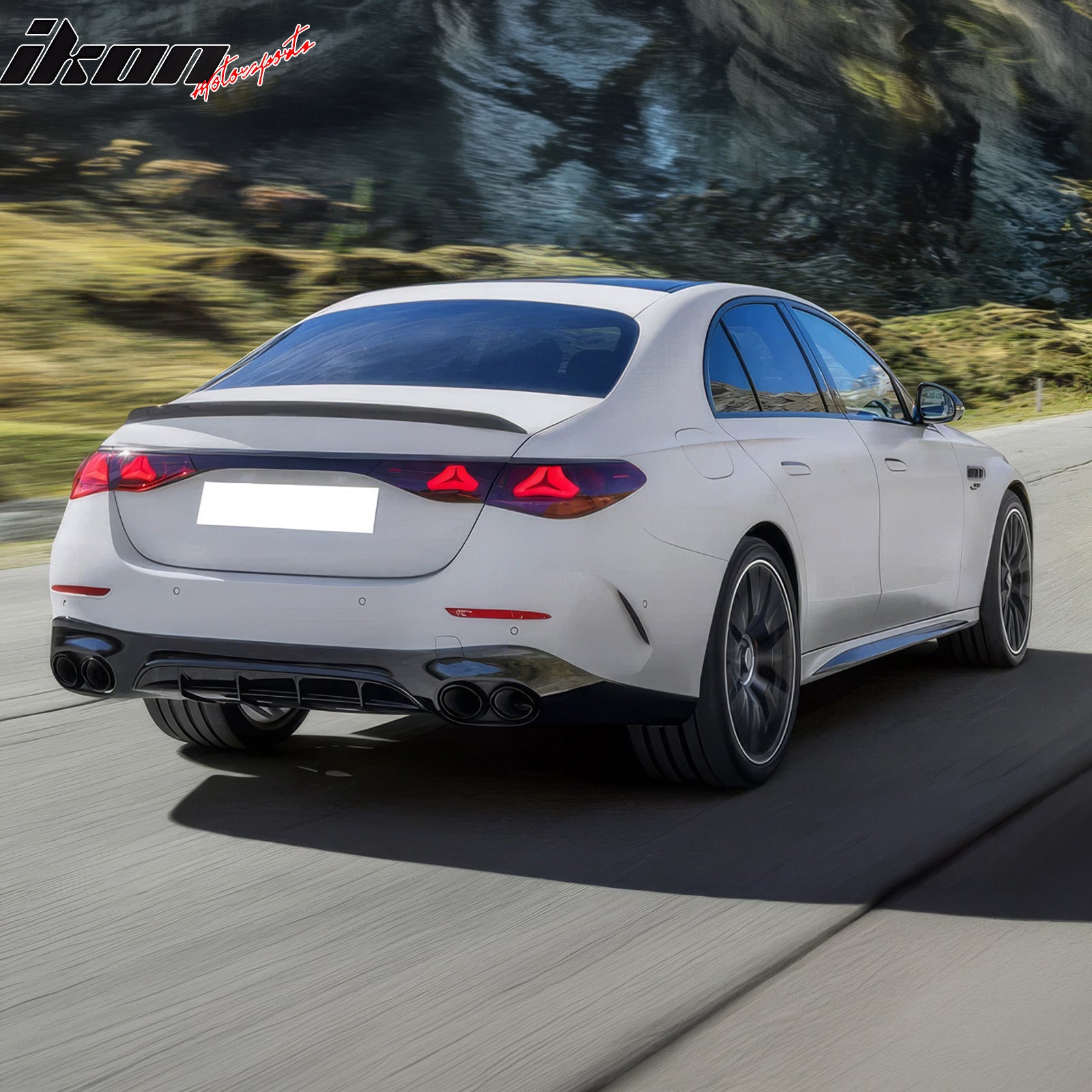 For 24-26 Benz E-Class E350 E450 Sedan W214 E53 Style Rear Diffuser Exhaust Tips