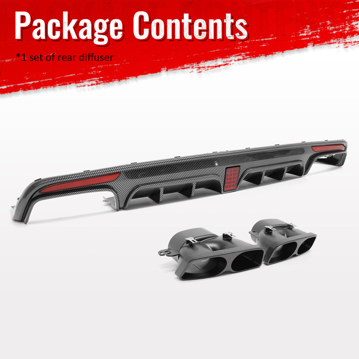 Fits 14-17 Benz S-Class W222 Carbon Fiber Print BS Style Rear Diffuser & Exhaust