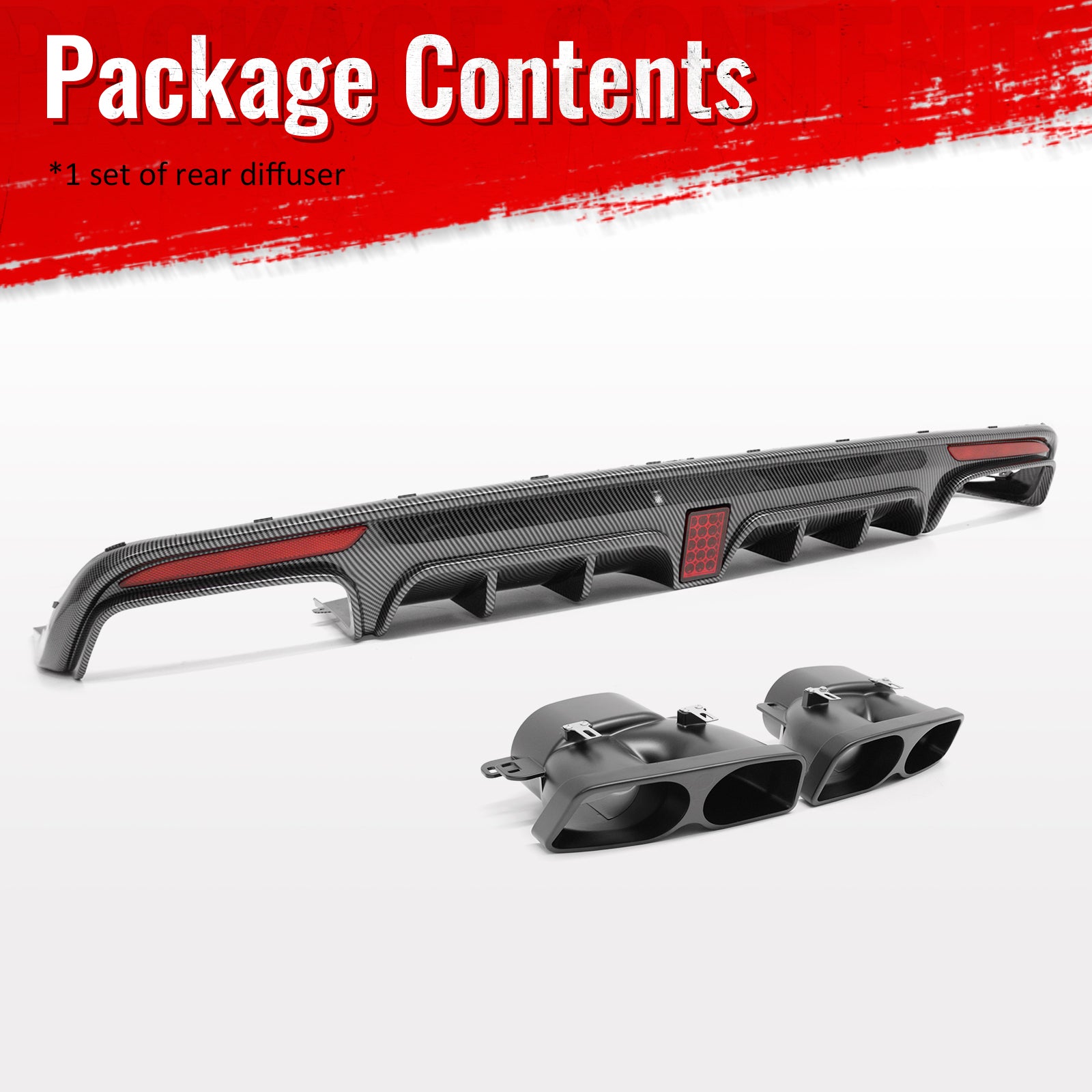 Fits 14-17 Benz S-Class W222 Carbon Fiber Print BS Style Rear Diffuser & Exhaust