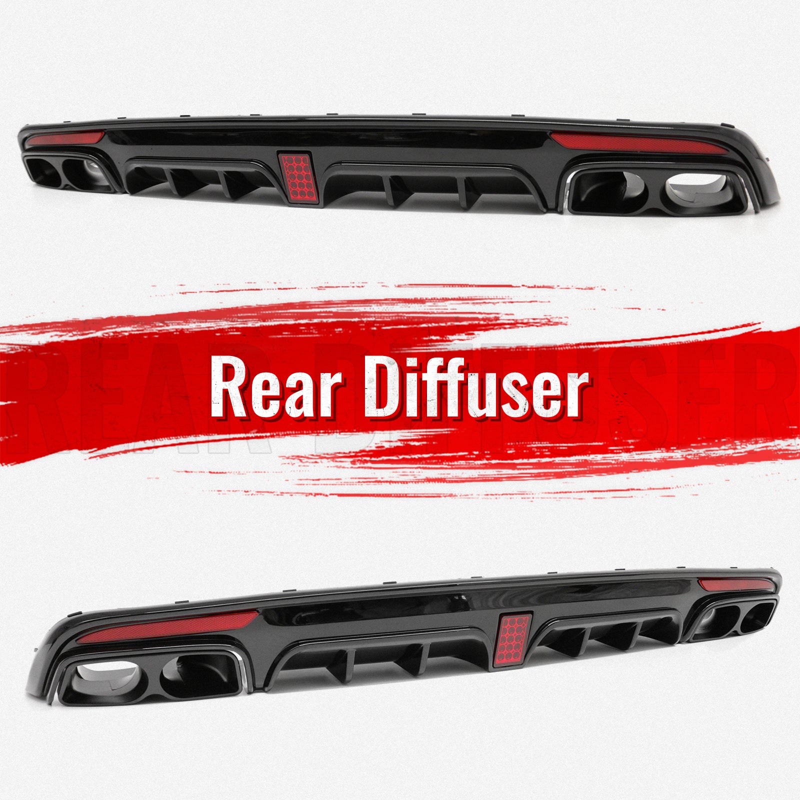 Fits 14-17 Benz S-Class W222 Gloss Black Brabus Style Rear Diffuser & Exhaust