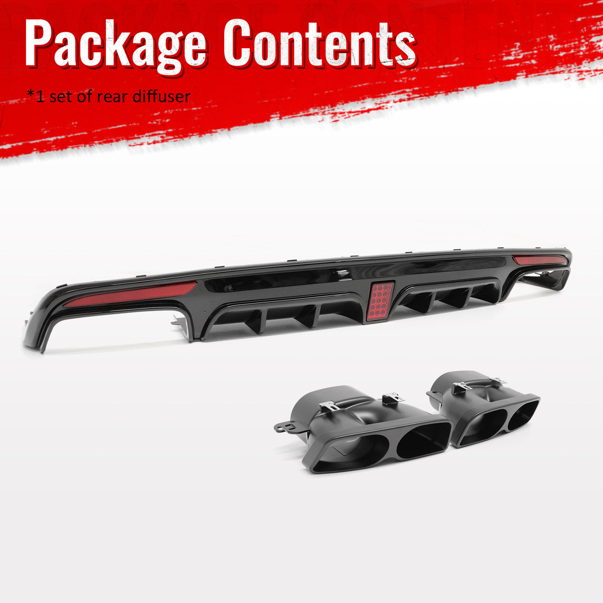 Fits 14-17 Benz S-Class W222 Gloss Black Brabus Style Rear Diffuser & Exhaust