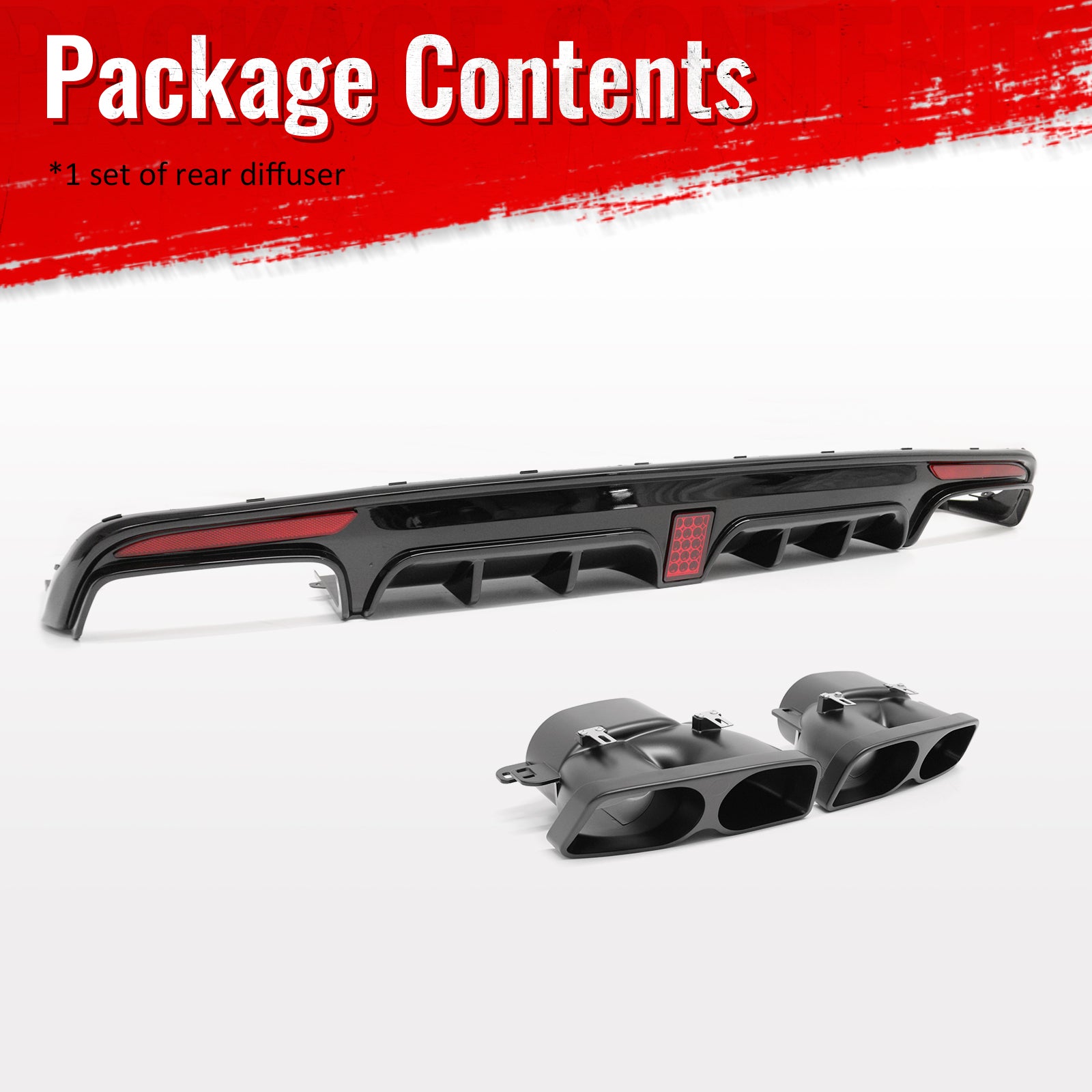 Fits 14-17 Benz S-Class W222 Gloss Black Brabus Style Rear Diffuser & Exhaust