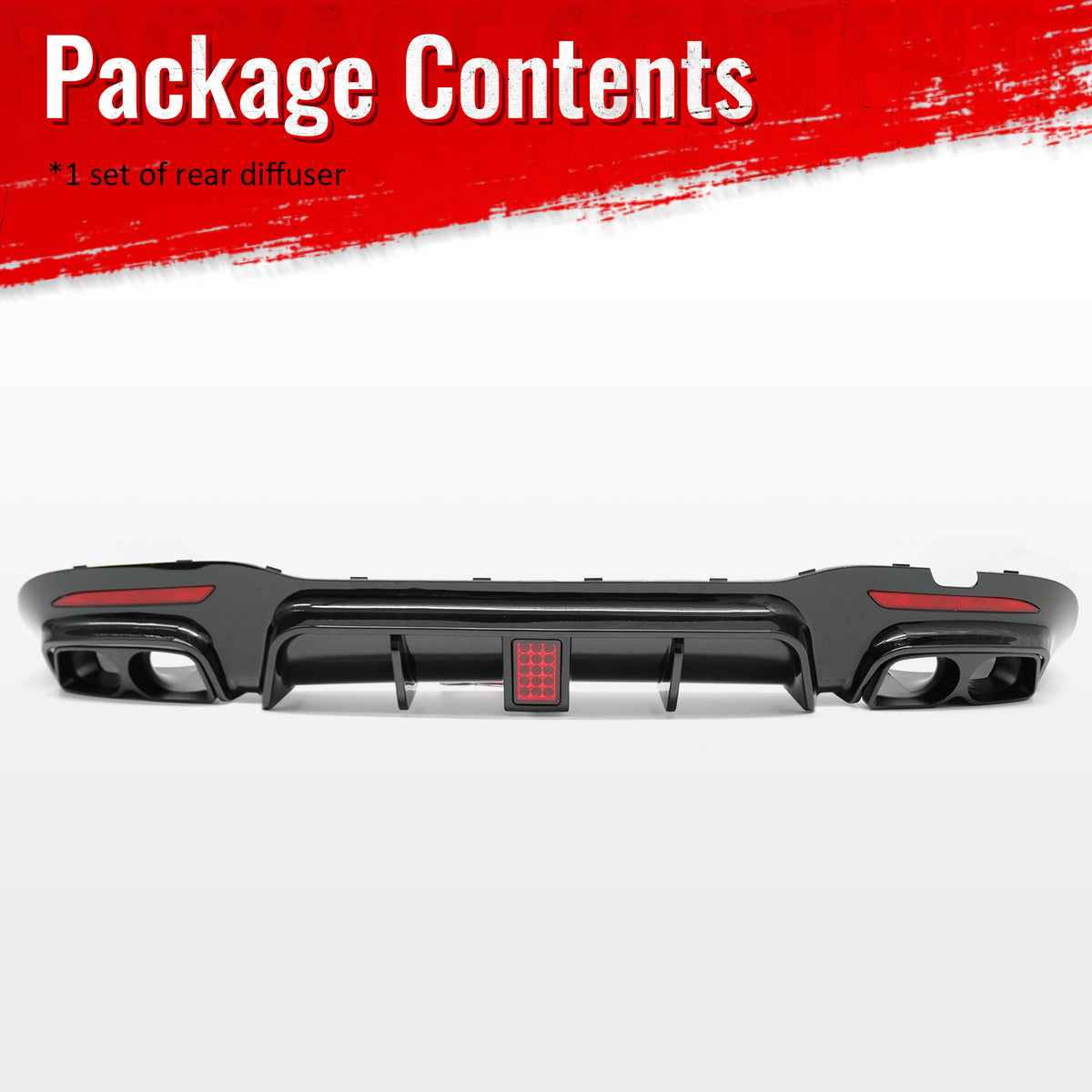Fits 18-20 Benz S-Class W222 V222 Gloss Black BS Style Rear Diffuser & Exhaust