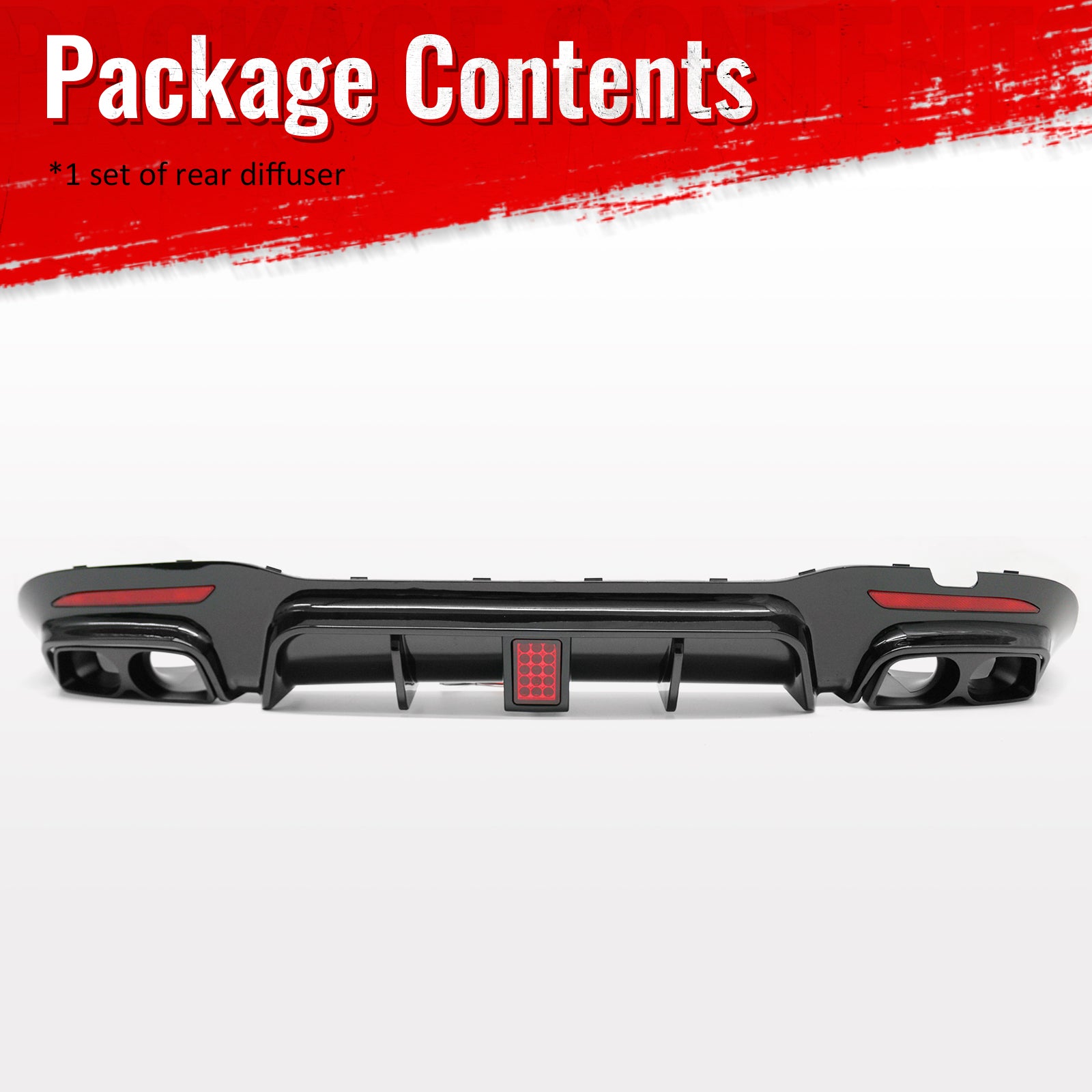 Fits 18-20 Benz S-Class W222 V222 Gloss Black BS Style Rear Diffuser & Exhaust