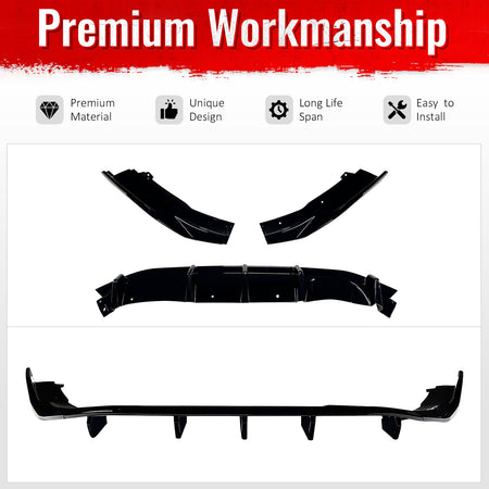Fits 16-26 Mazda MX-5 Miata Gloss Black IKON Style Rear Bumper Diffuser ABS 3PCS