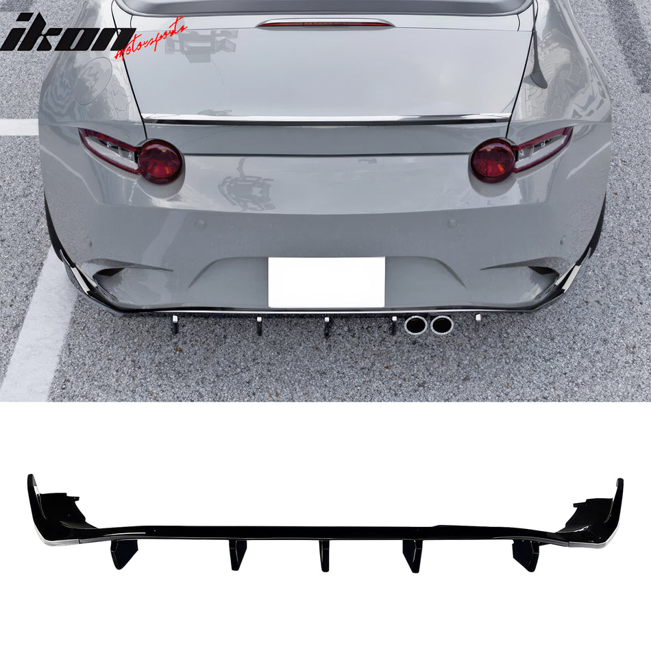 2016-2026 Mazda MX-5 Miata Gloss Black IKON Style Rear Bumper Diffuser ABS 3PCS