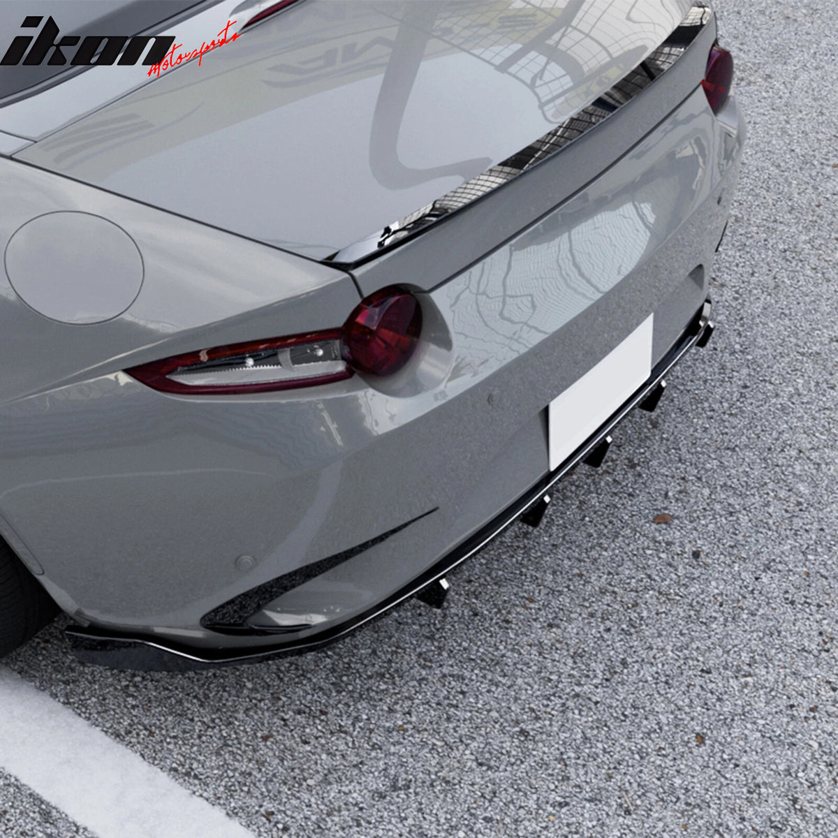 Fits 16-26 Mazda MX-5 Miata Gloss Black IKON Style Rear Bumper Diffuser ABS 3PCS