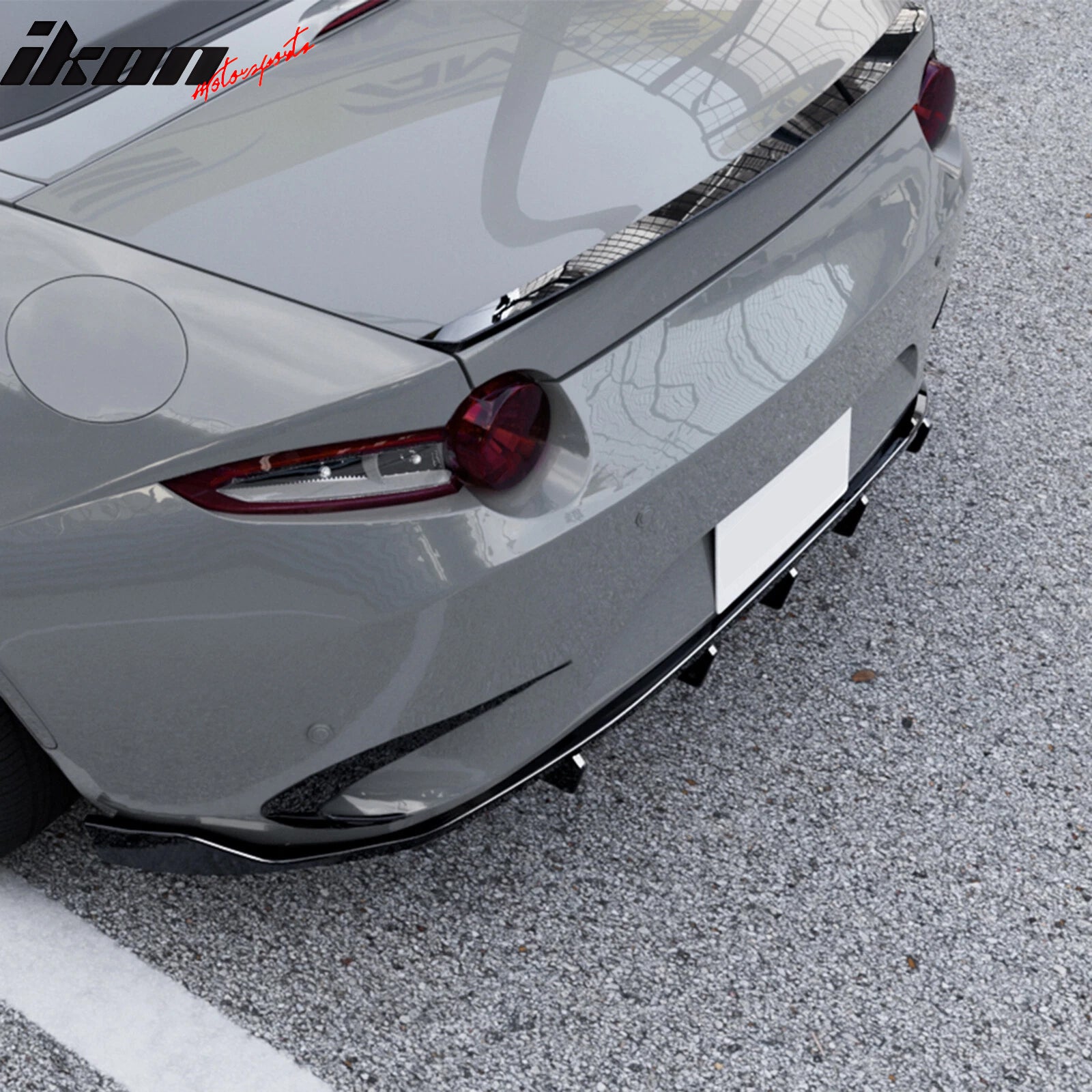 Fits 16-26 Mazda MX-5 Miata Gloss Black IKON Style Rear Bumper Diffuser ABS 3PCS