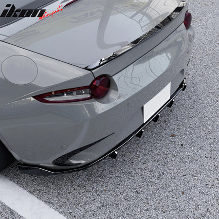 Fits 16-26 Mazda MX-5 Miata Gloss Black IKON Style Rear Bumper Diffuser ABS 3PCS