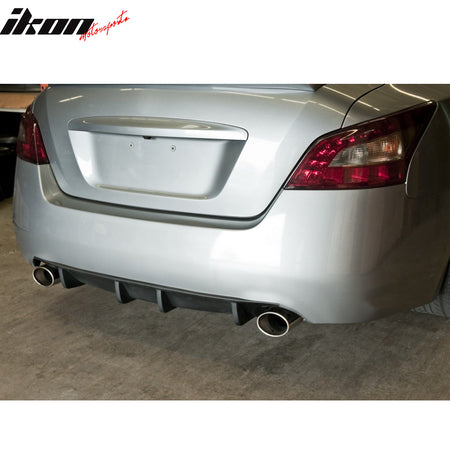 Rear Bumper Lip Diffuser Compatible With 2009-2015 For Nissan Maxima, ST Style Black PU Add on Aftermarket Replacement Parts Rear Splitter by IKON MOTORSPORTS, 2010 2011 2012 2013