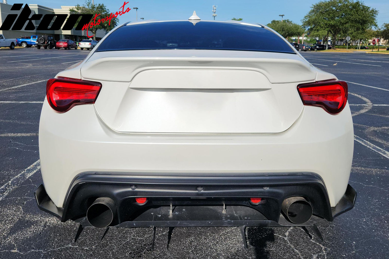 IKON MOTORSPORTS, Rear Bumper Lip Compatible With 2013-2016 Scion FR-S & 2013-2020 Subaru BRZ & 2012-2016 Toyota 86, GR Style Black ABS Add on Aftermarket Replacement Parts Rear Splitter