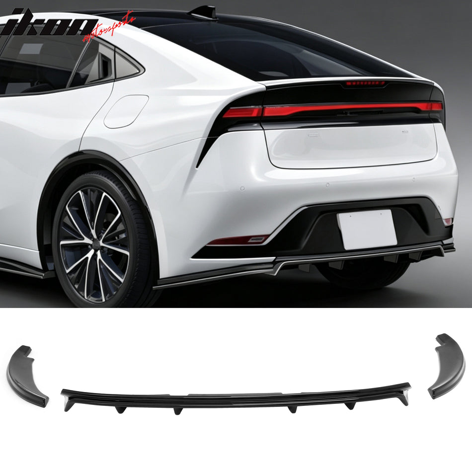 2023-2026 Toyota Prius & 2023-2024 Prius Prime 3PCS Rear Bumper Lip Diffuser + Aprons AR Style Gloss Black ABS
