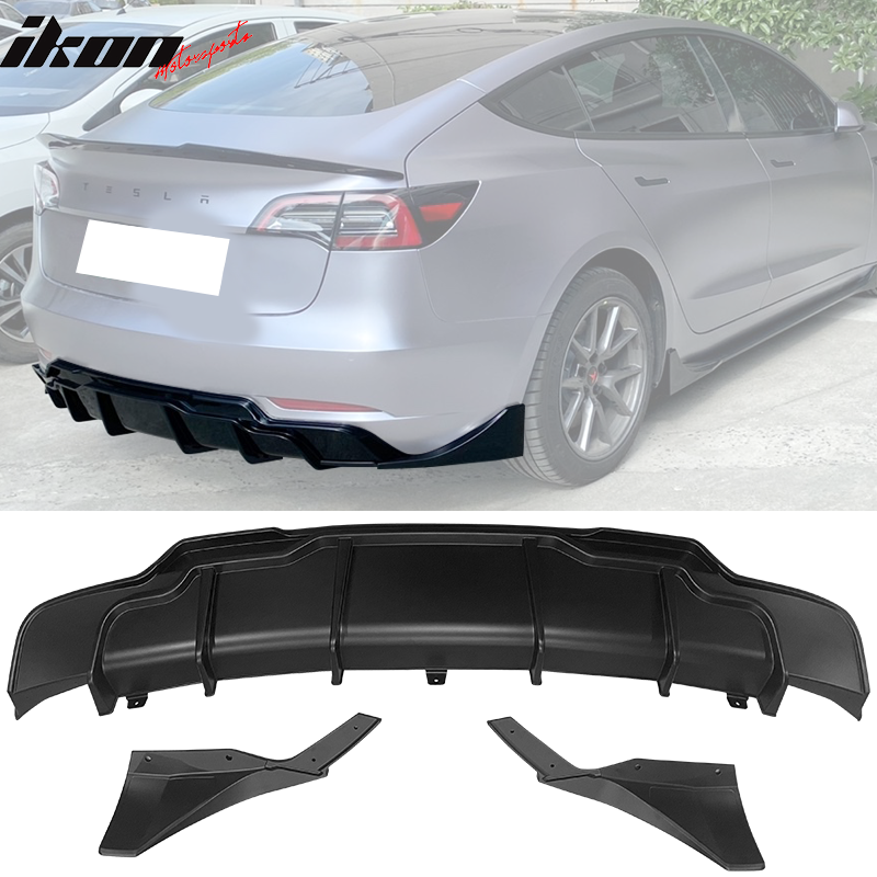 IKON MOTORSPORTS Rear Diffuser Compatible With 2017 2023 Tesla Model 3 ikon-motorsports-rear-diffuser-compatible-with-2017-2023-tesla-model-3