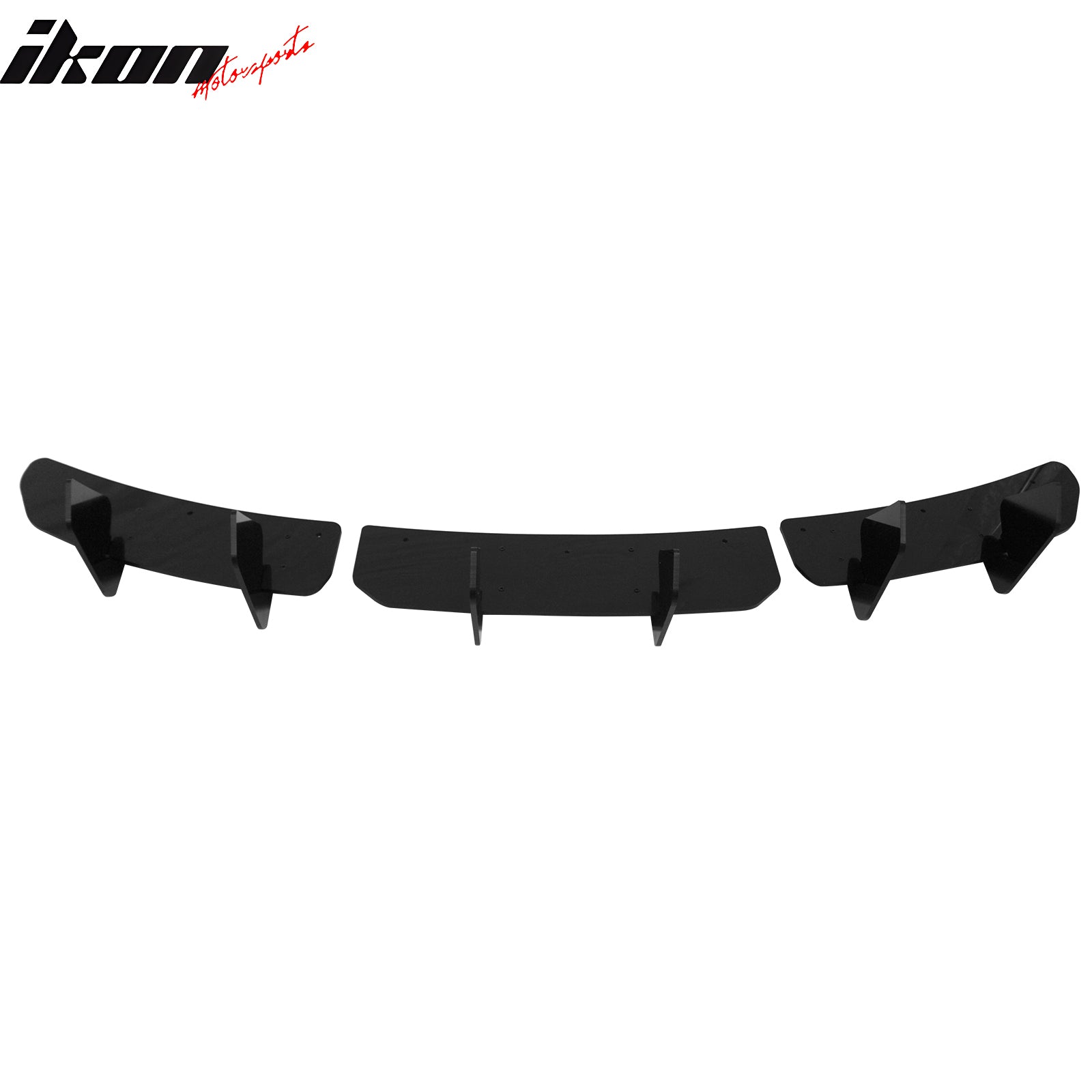 Fits 24-26 Tesla Model 3 IKON Rear Bumper Lip Diffuser Shark Fin Gloss Black 3PC