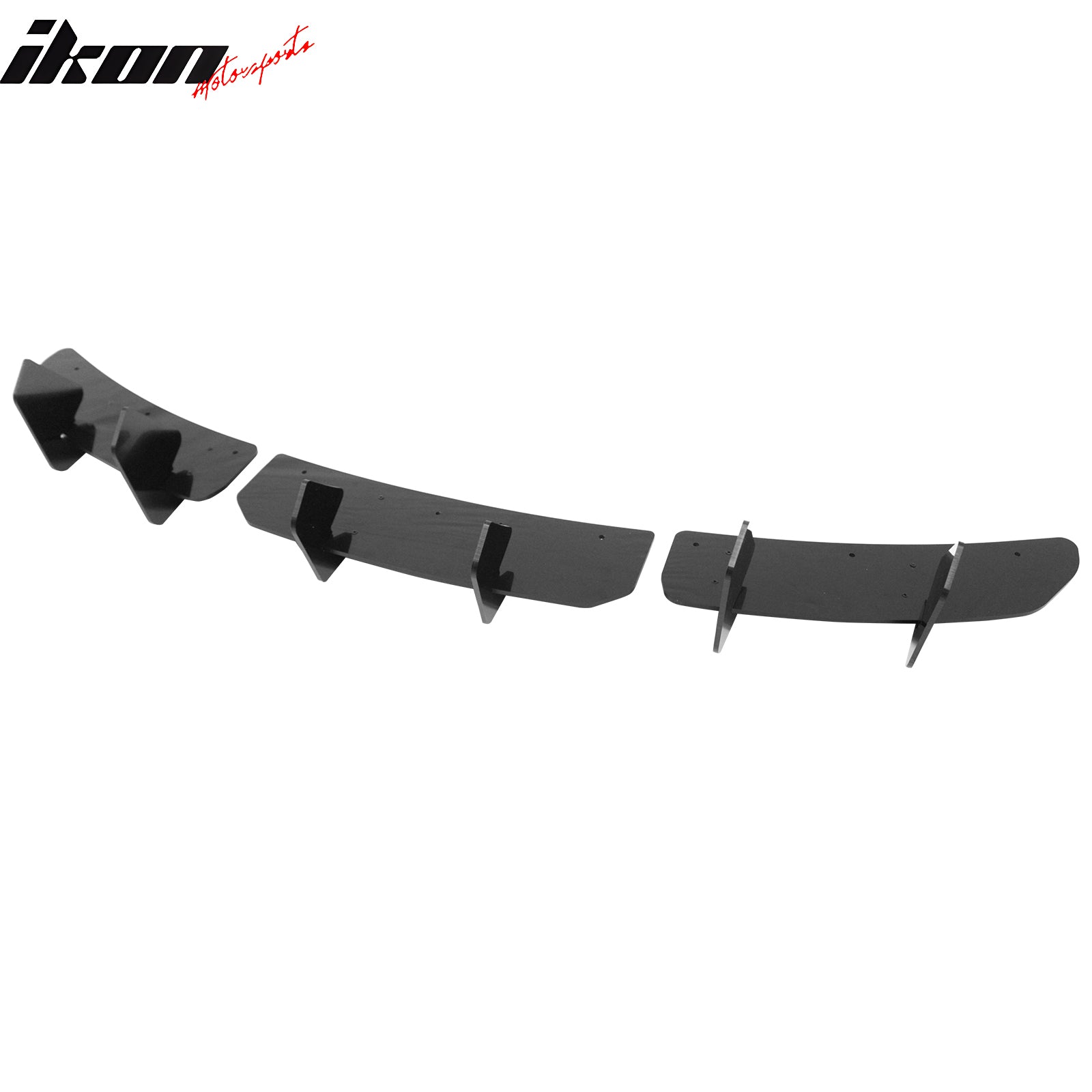 Fits 24-26 Tesla Model 3 IKON Rear Bumper Lip Diffuser Shark Fin Gloss Black 3PC