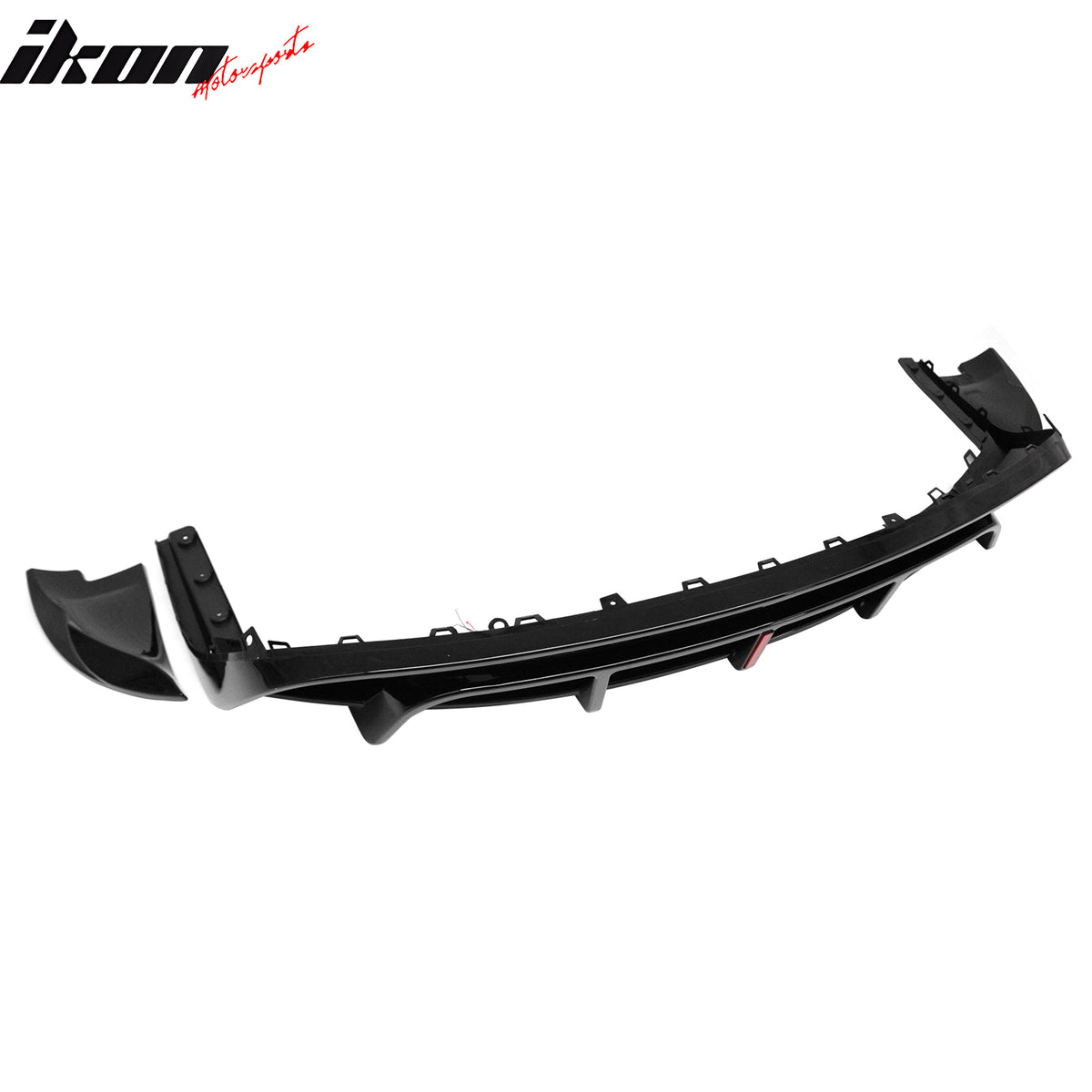 Fits 24-26 Tesla Model 3 Rear Bumper Lip Diffuser Valance W/LED PP Gloss Black