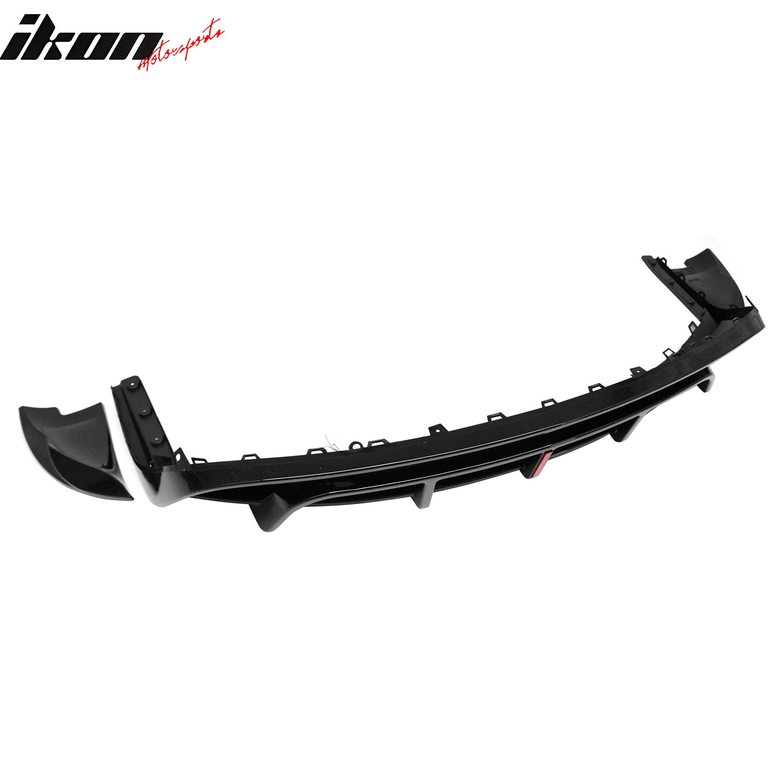 Fits 24-26 Tesla Model 3 Rear Bumper Lip Diffuser Valance W/LED PP Gloss Black