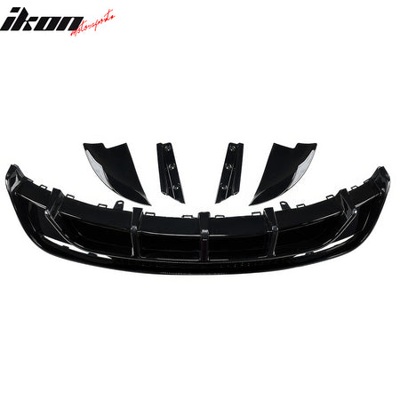 Fits 24-26 Tesla Model 3 Rear Bumper Lip Diffuser Valance W/LED PP Gloss Black