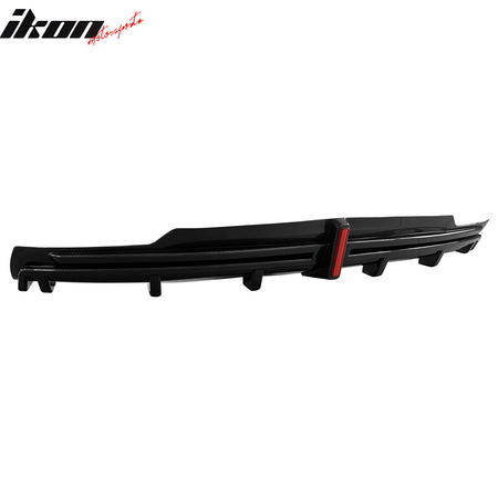 Fits 16-21 Tesla Model S LED Rear Bumper Diffuser W/ Fin PP Carbon Fiber Print