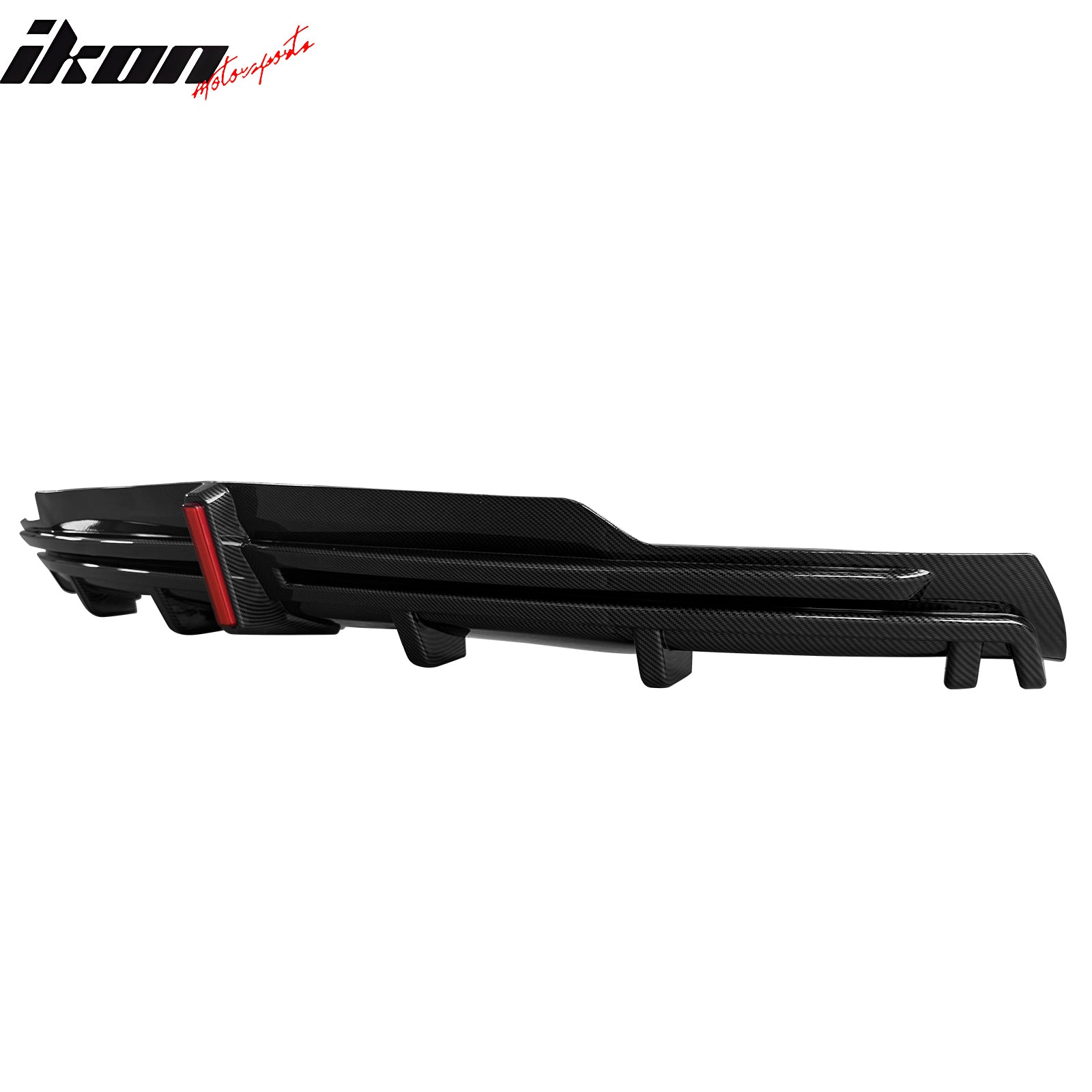 Fits 16-21 Tesla Model S LED Rear Bumper Diffuser W/ Fin PP Carbon Fiber Print