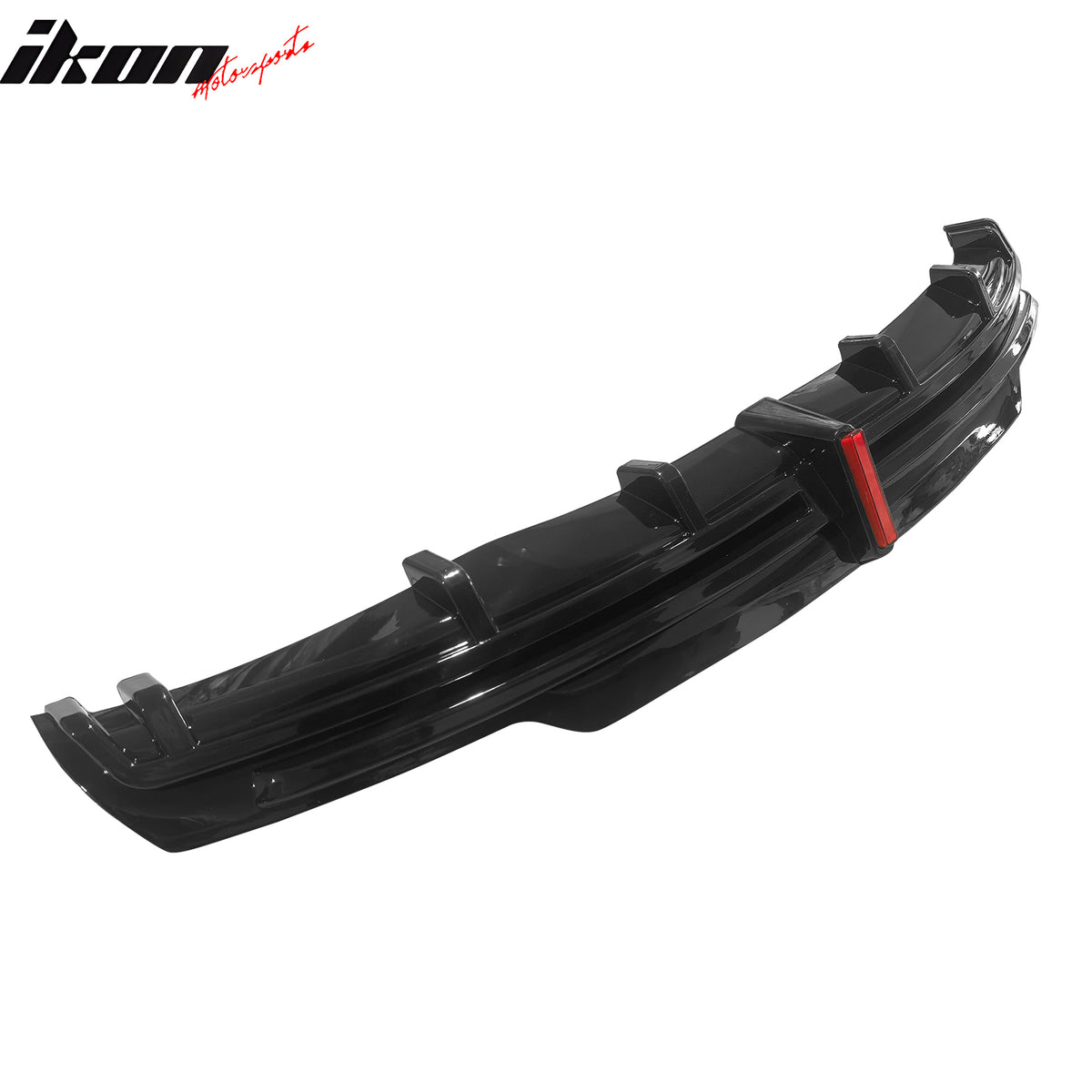 Fits 16-21 Tesla Model S LED Rear Bumper Diffuser Lip W/ 7-Fin PP Gloss Black