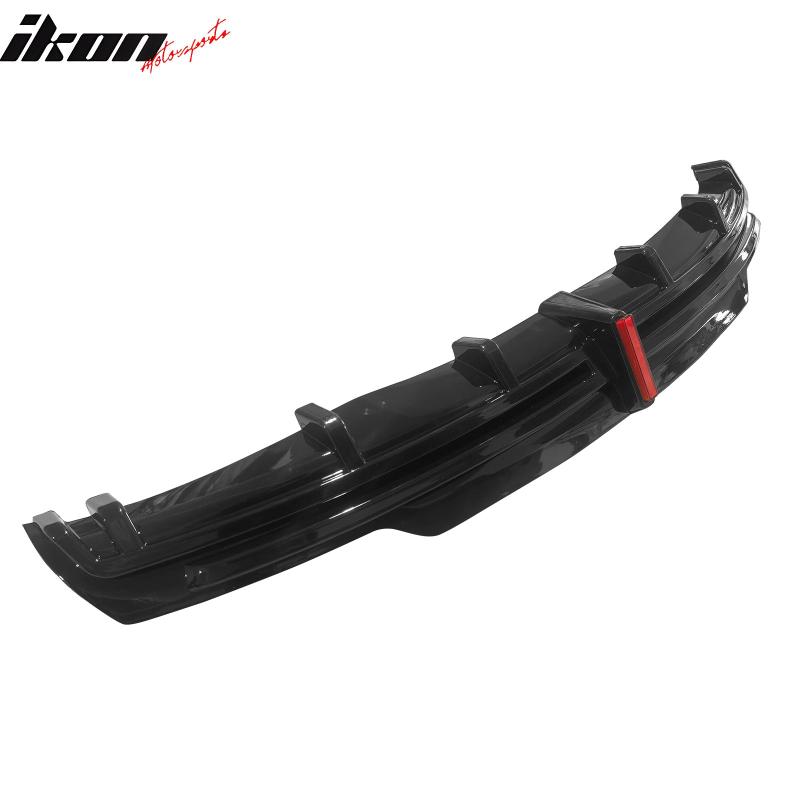 Fits 16-21 Tesla Model S LED Rear Bumper Diffuser Lip W/ 7-Fin PP Gloss Black
