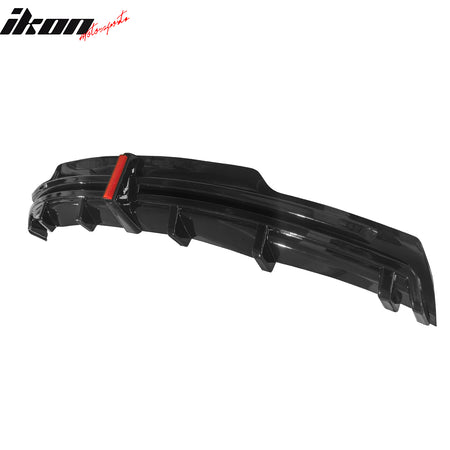 Fits 16-21 Tesla Model S LED Rear Bumper Diffuser Lip W/ 7-Fin PP Gloss Black