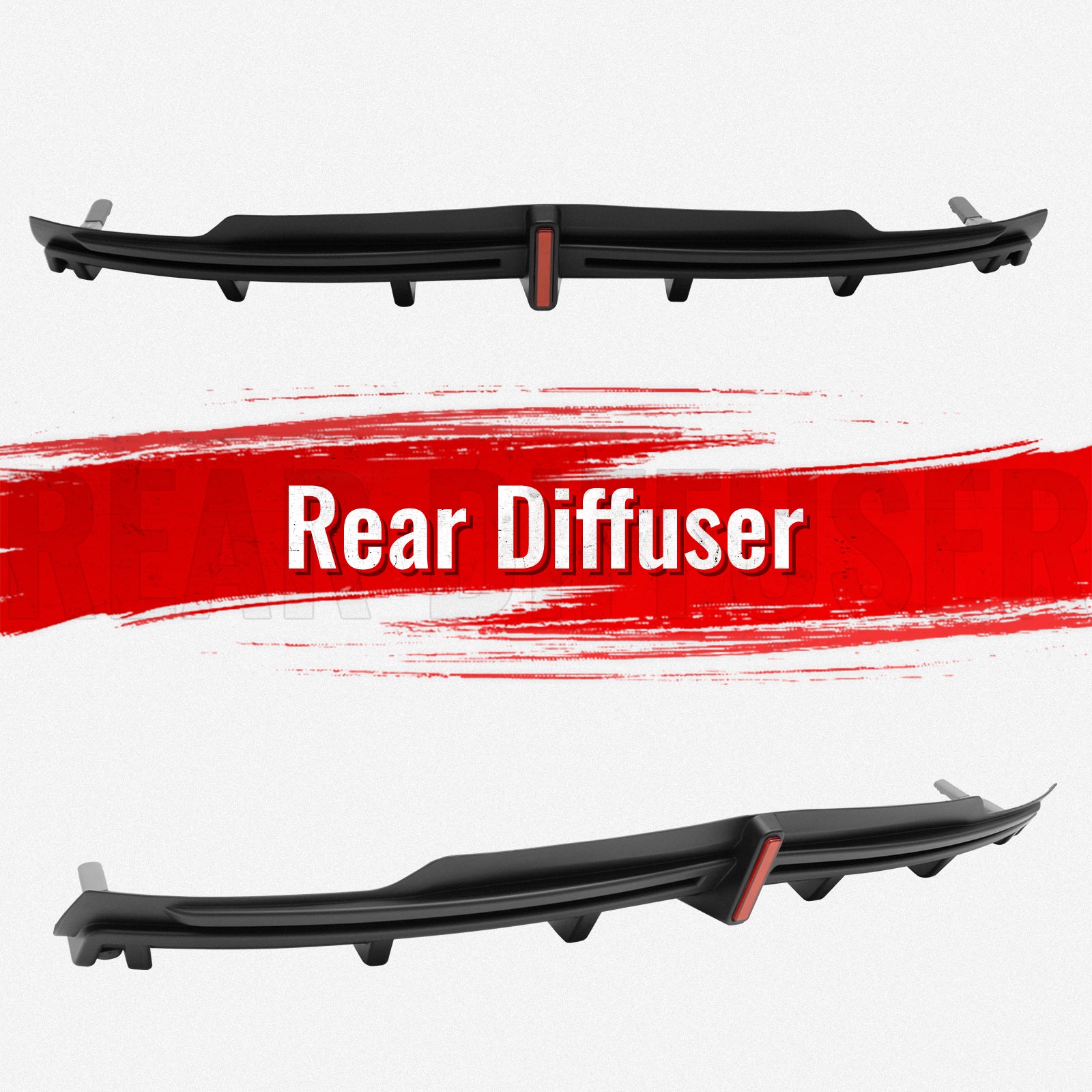 Fits 16-21 Tesla Model S LED Rear Bumper Diffuser Lip W/ 7-Fin PP Matte Black