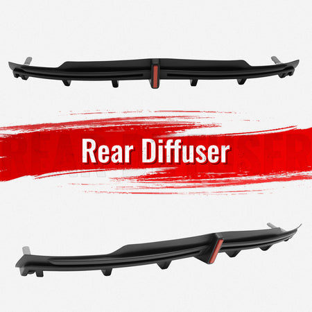 Fits 16-21 Tesla Model S LED Rear Bumper Diffuser Lip W/ 7-Fin PP Matte Black