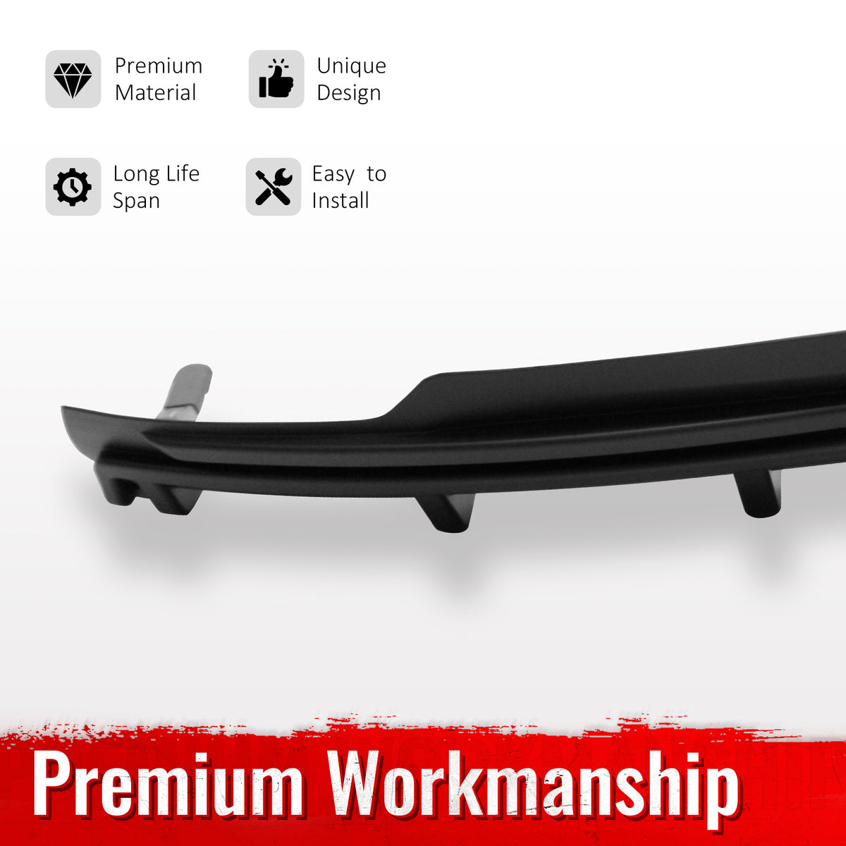 Fits 16-21 Tesla Model S LED Rear Bumper Diffuser Lip W/ 7-Fin PP Matte Black