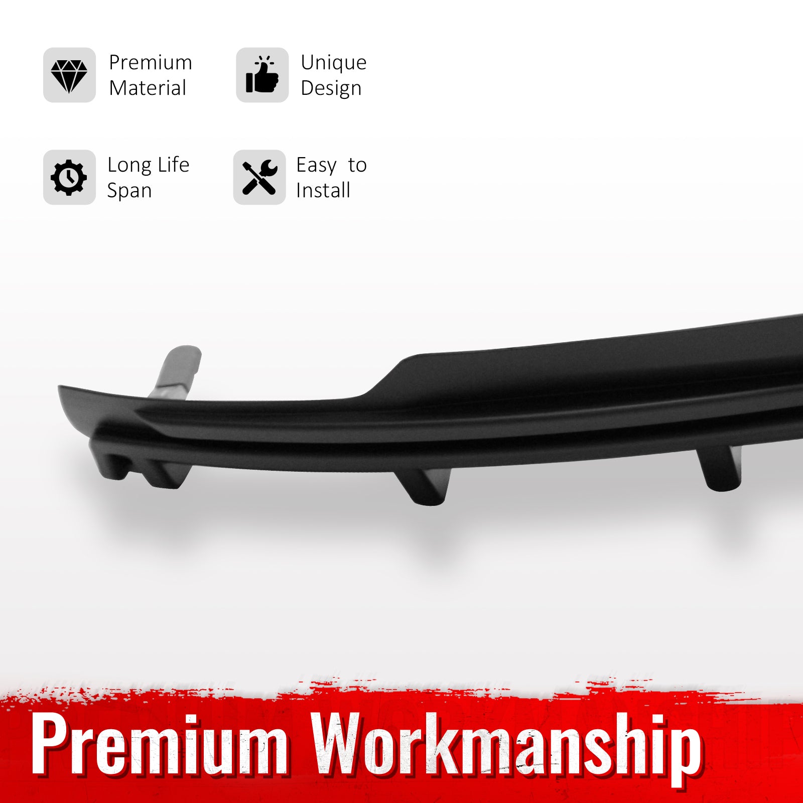 Fits 16-21 Tesla Model S LED Rear Bumper Diffuser Lip W/ 7-Fin PP Matte Black
