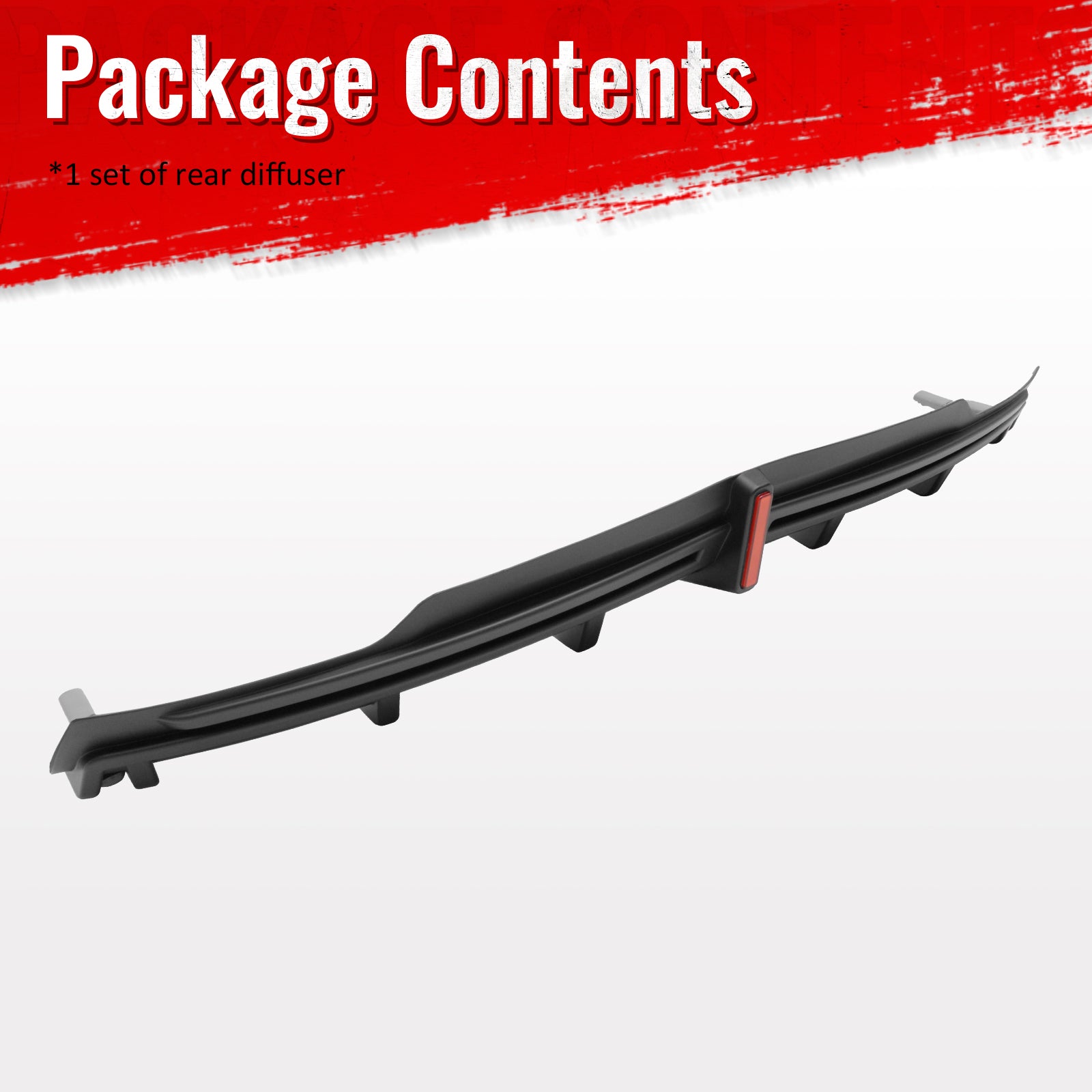 Fits 16-21 Tesla Model S LED Rear Bumper Diffuser Lip W/ 7-Fin PP Matte Black