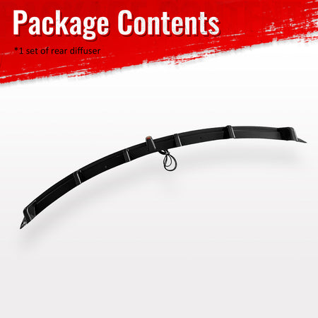 For 16-21 Tesla Model X LED Rear Bumper Diffuser Lip W/ 6-Fin Carbon Fiber Print