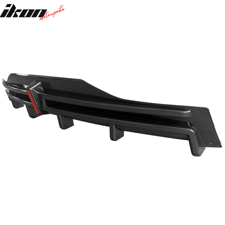 For 16-21 Tesla Model X LED Rear Bumper Diffuser Lip W/ 6-Fin Carbon Fiber Print