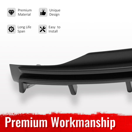 Fits 16-21 Tesla Model X LED Rear Bumper Diffuser Lip W/ 6-Fin PP Matte Black