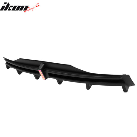 Fits 16-21 Tesla Model X LED Rear Bumper Diffuser Lip W/ 6-Fin PP Matte Black